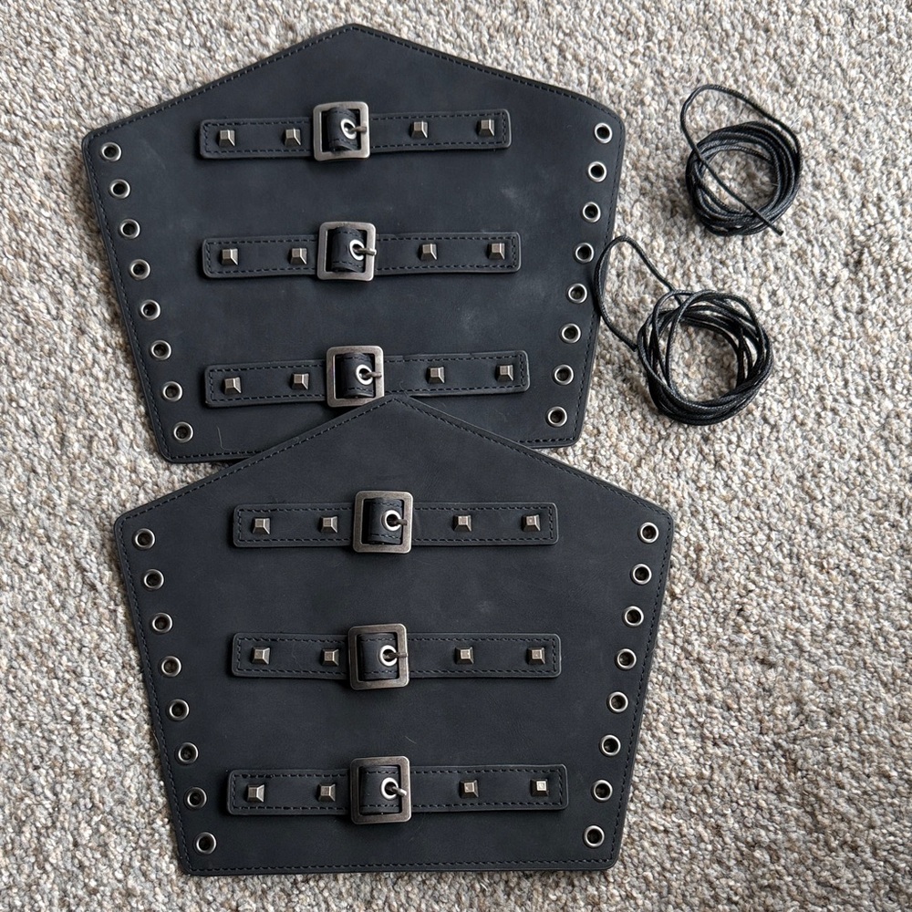 Synthetic Black Leather gauntlets